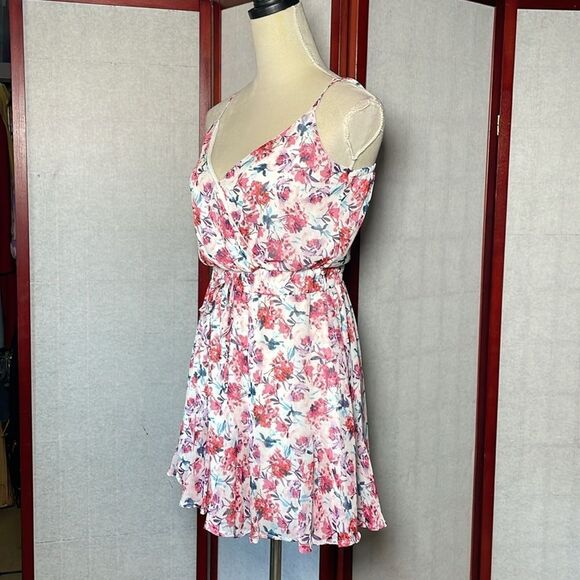 Francesca’s Multicolored Floral Fit & Flare Mini Dress w/Ruffles (XS) - Picture 15 of 16